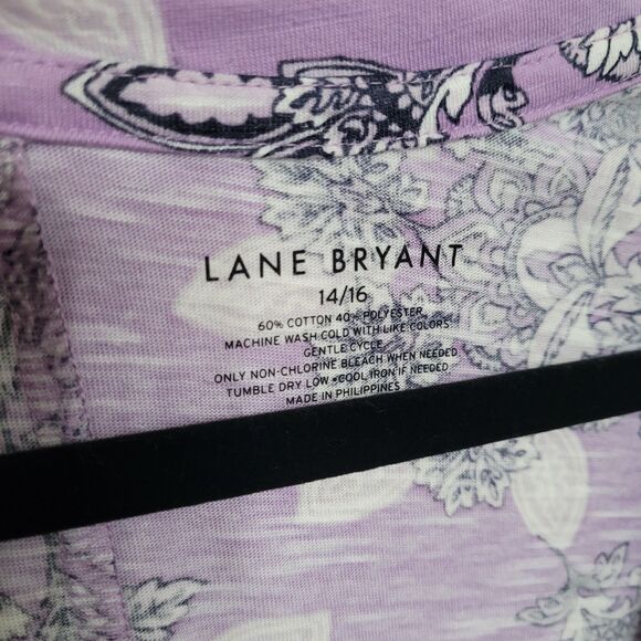 Lane Bryant Purple Paisley Chiffon Top 26/28 Kimono Sleeves Boho NWT - Picture 4 of 6